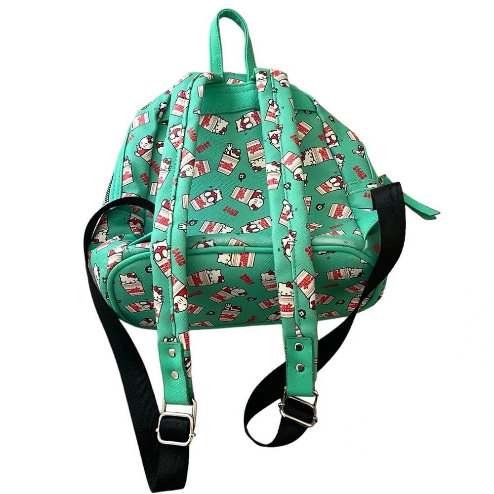 Hello Kitty | Cup Noodles green faux leather graphic small backpack